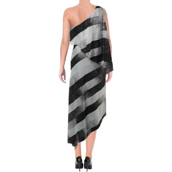 Halston Heritage Asymmetrical Striped Dress - Picture 4 of 6